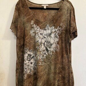 1x short sleeve beautiful embellished tunic top